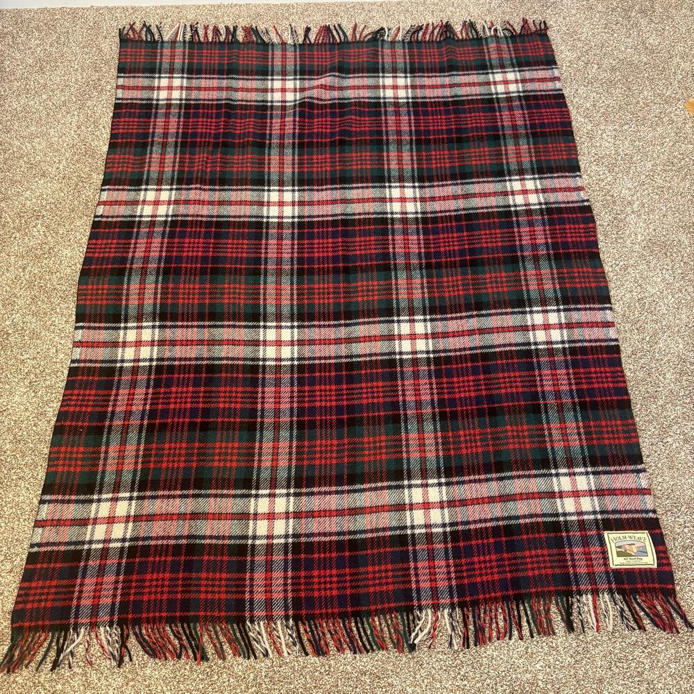 Vintage Holm-Weave Scotland Wool Royal Stewart Tartan Throw Blanket Highlander